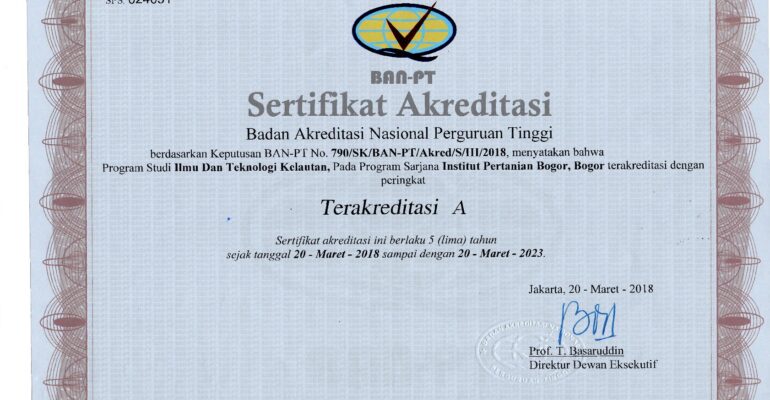 Sertifikat Akreditasi BANPT PS S1 ITK