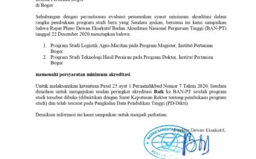 Surat DE Pemenuhan Aked Min S2 Logistik & S3 THP